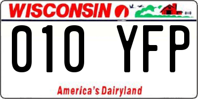 WI license plate 010YFP