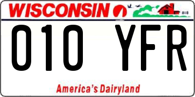 WI license plate 010YFR