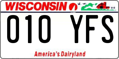 WI license plate 010YFS