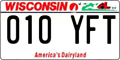WI license plate 010YFT