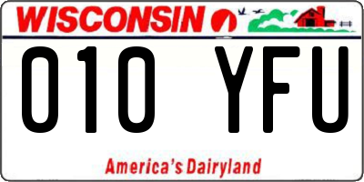 WI license plate 010YFU