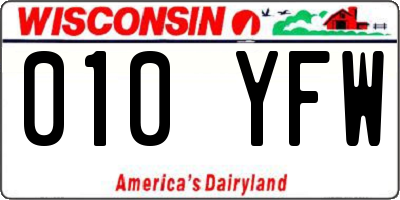 WI license plate 010YFW