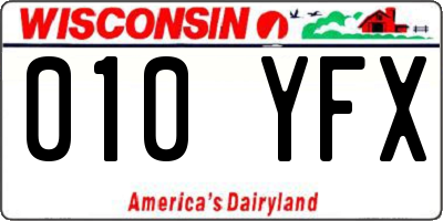 WI license plate 010YFX