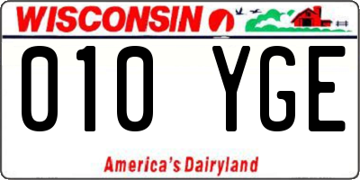 WI license plate 010YGE