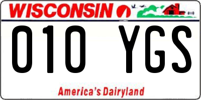 WI license plate 010YGS