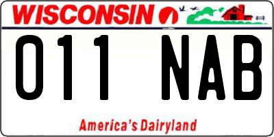 WI license plate 011NAB