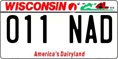 WI license plate 011NAD