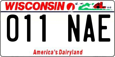 WI license plate 011NAE