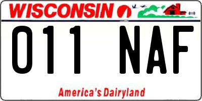 WI license plate 011NAF