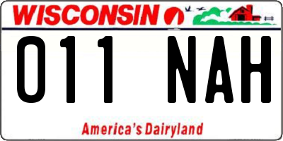 WI license plate 011NAH