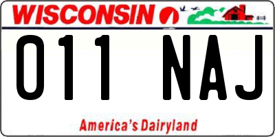 WI license plate 011NAJ