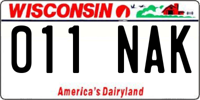 WI license plate 011NAK
