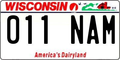 WI license plate 011NAM