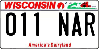 WI license plate 011NAR