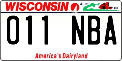WI license plate 011NBA