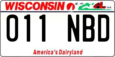 WI license plate 011NBD