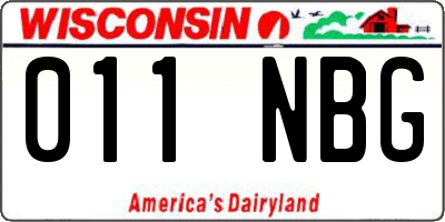 WI license plate 011NBG