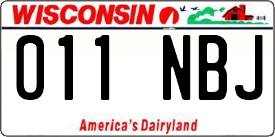 WI license plate 011NBJ