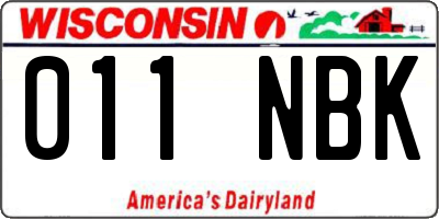 WI license plate 011NBK