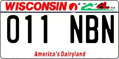 WI license plate 011NBN
