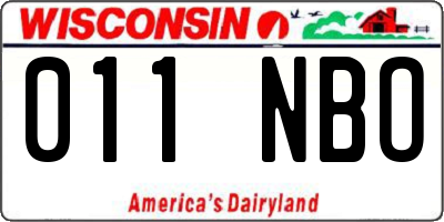 WI license plate 011NBO
