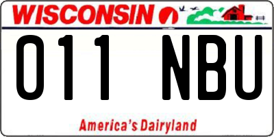 WI license plate 011NBU