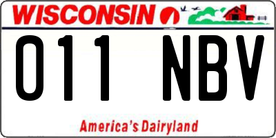 WI license plate 011NBV