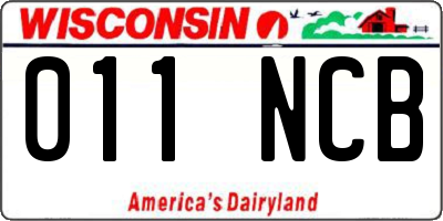 WI license plate 011NCB
