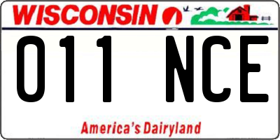 WI license plate 011NCE