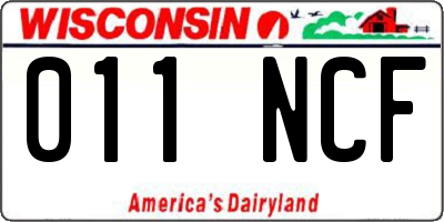WI license plate 011NCF