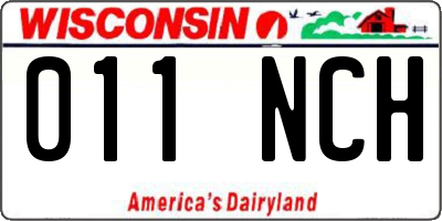 WI license plate 011NCH