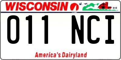 WI license plate 011NCI