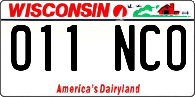 WI license plate 011NCO