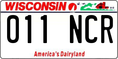 WI license plate 011NCR