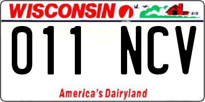 WI license plate 011NCV