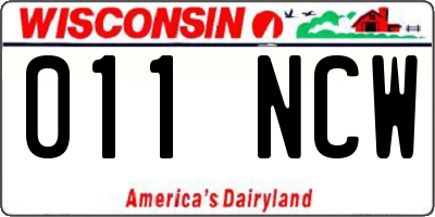 WI license plate 011NCW