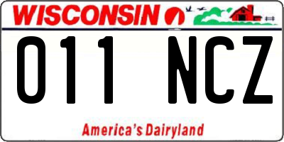 WI license plate 011NCZ