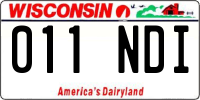 WI license plate 011NDI