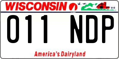 WI license plate 011NDP