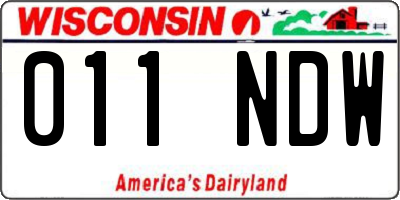 WI license plate 011NDW