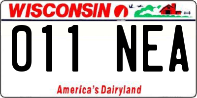 WI license plate 011NEA