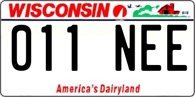 WI license plate 011NEE