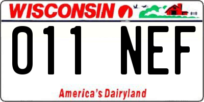 WI license plate 011NEF