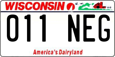 WI license plate 011NEG