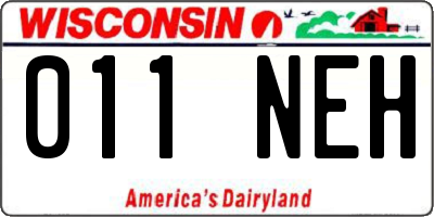 WI license plate 011NEH