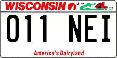 WI license plate 011NEI