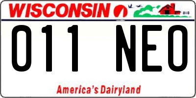 WI license plate 011NEO
