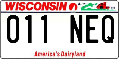 WI license plate 011NEQ