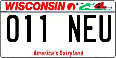 WI license plate 011NEU
