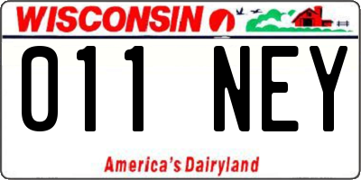 WI license plate 011NEY